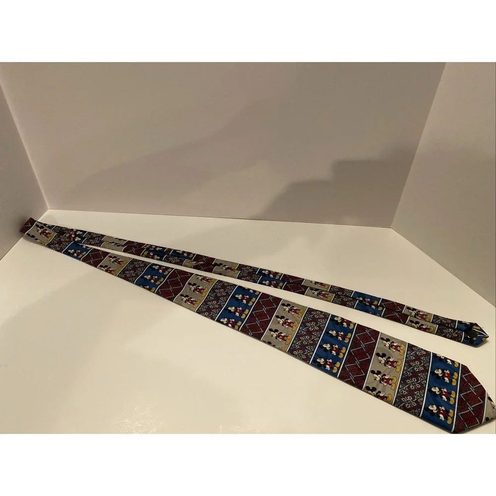 EUC Vintage Disney‎ Mickey Unlimited MICKEY MOUSE Neck Tie Red Navy Silver